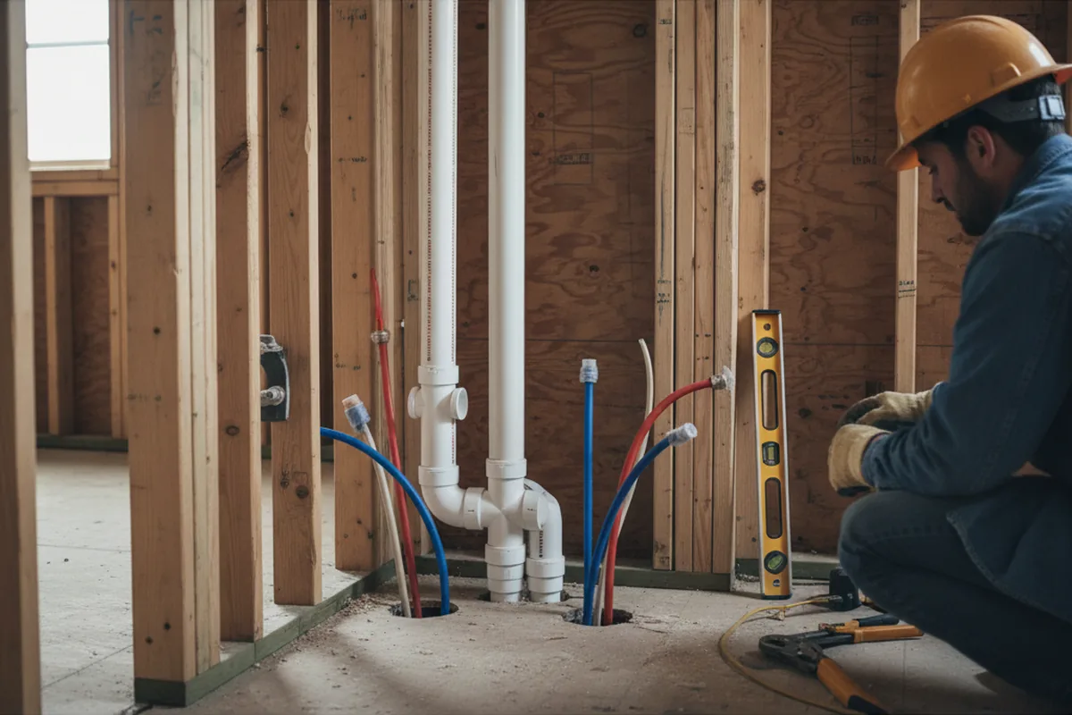 Drain and supply rough-in during Drain Cleaning in Arock