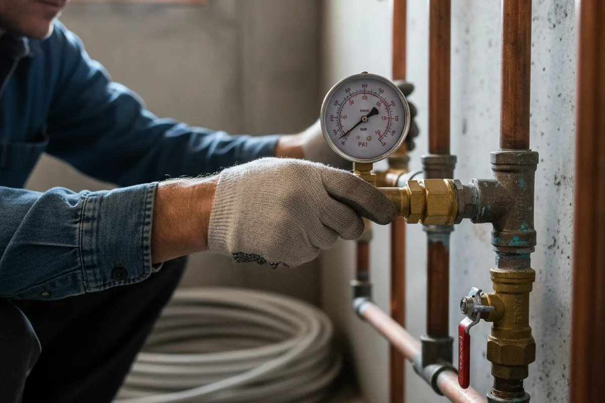 Pressure testing a repaired line during Water Line Repair in Arock